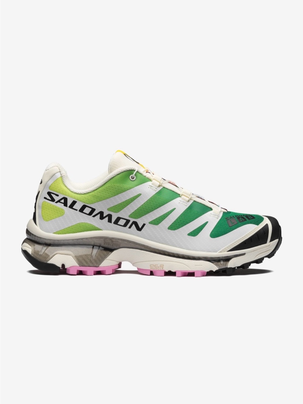 Salomon XT-4 OG Sneakers, Vanilla Ice / Acid Lime / Pink Frosting, 7M/8W - Picture 8 of 12